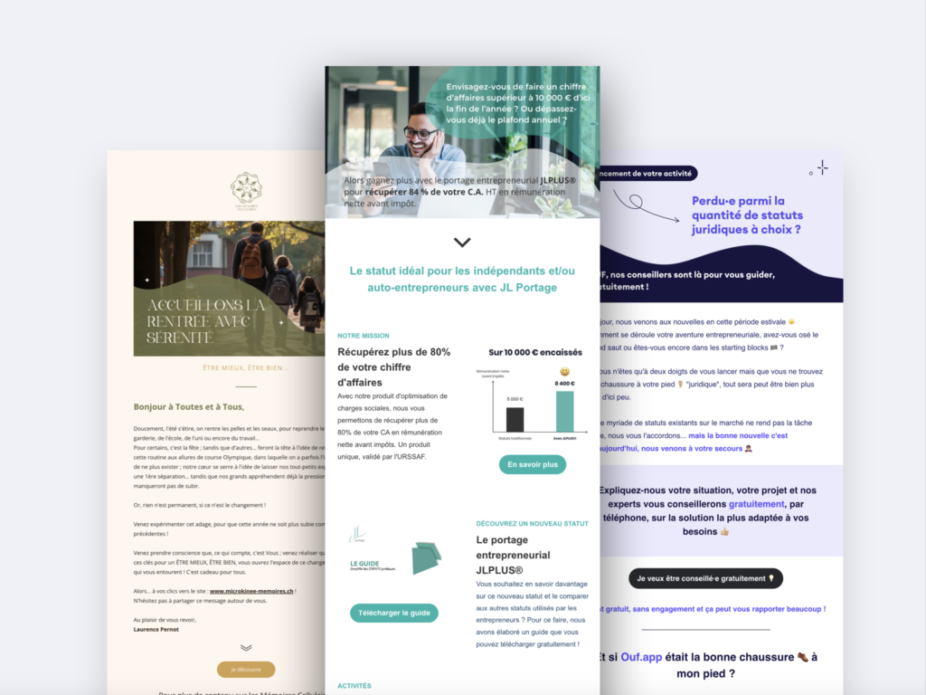 Trois exemples de newsletter